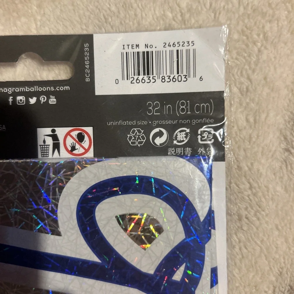 Happy Birthday Anagram Jumbo Ballon Holographic New